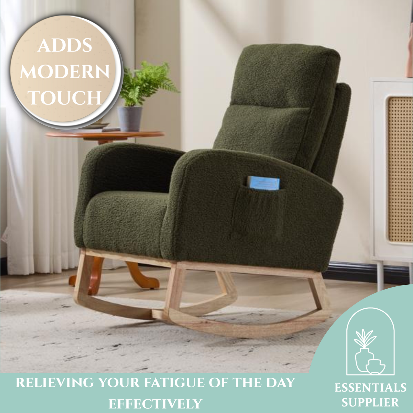 Modern High-Back Accent Rocking Chair – Nursery & Lounge Comfort