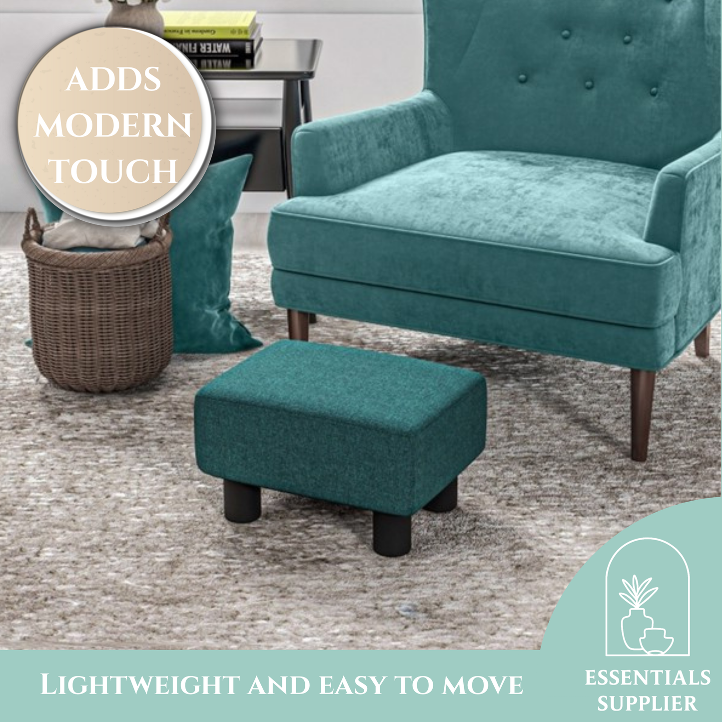 Linen Fabric Foot Rest Ottoman – Compact, Lightweight & Stylish