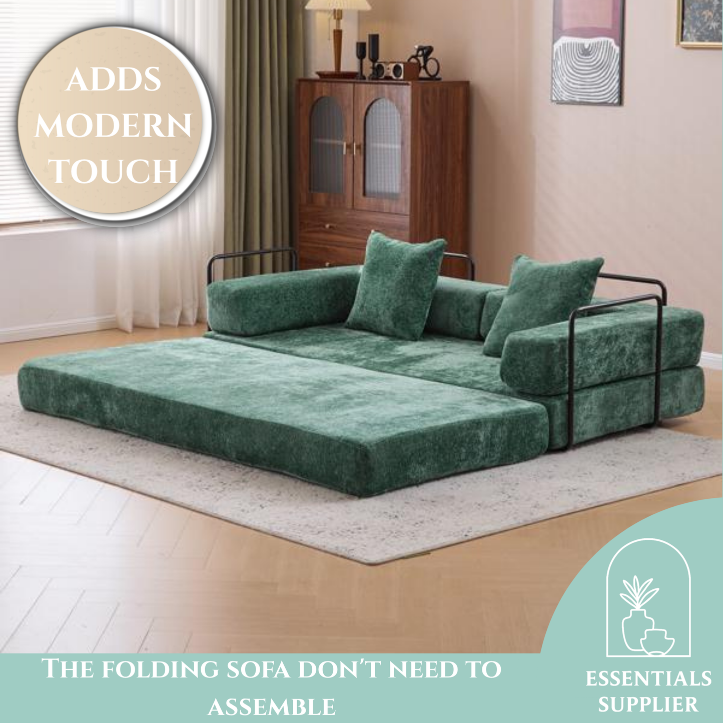 Convertible Corduroy Futon Sofa Bed – Foldable Floor Couch with Sponge Padding