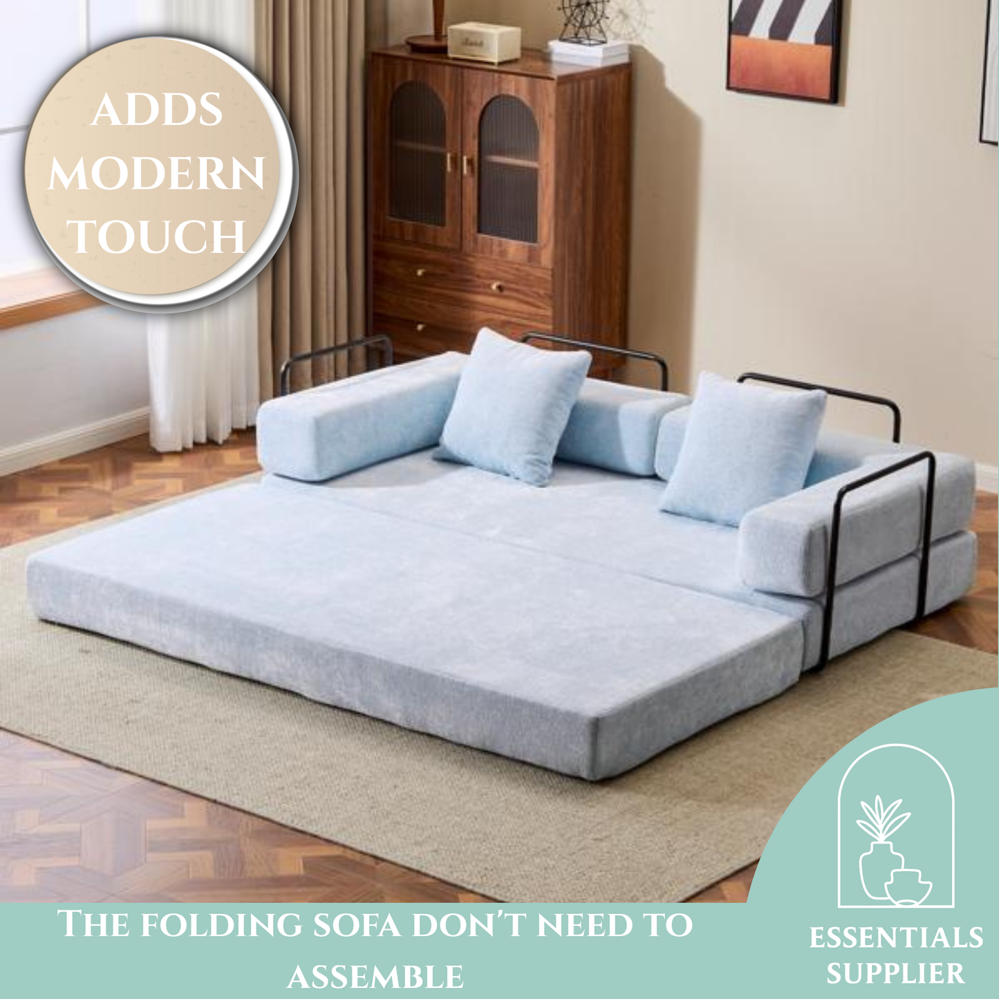 Convertible Corduroy Futon Sofa Bed – Foldable Floor Couch with Sponge Padding