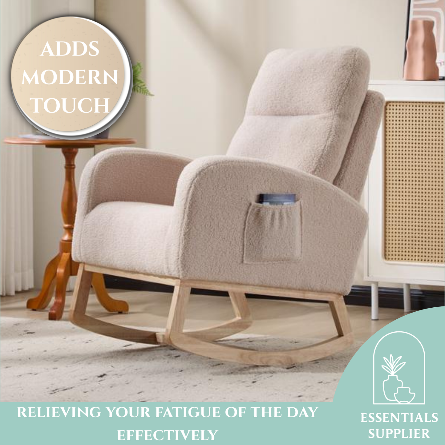 Modern High-Back Accent Rocking Chair – Nursery & Lounge Comfort