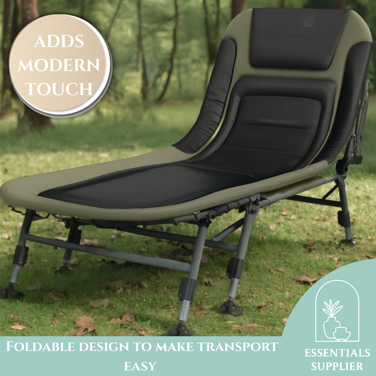 Adjustable Reclining Camping Cot with Pillow & 396 lbs Weight Capacity