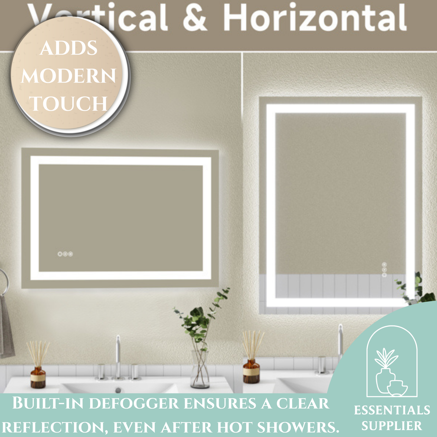 20x28" Dual LED Light Frameless Mirror – Front & Back Lighting