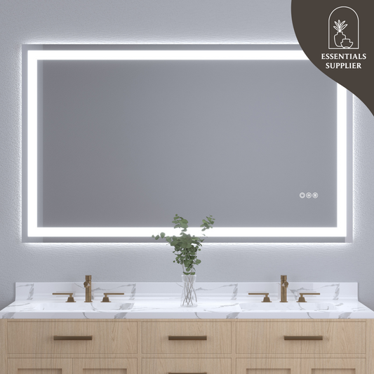 60x36" Dual LED Light Frameless Mirror – Front & Back Lighting