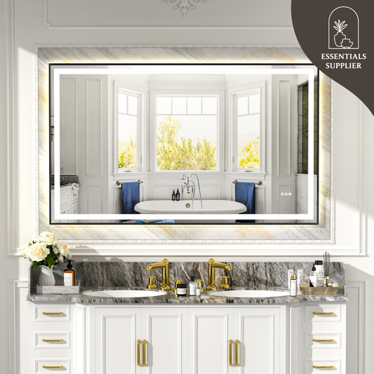 60x36" Black Framed LED Mirror with Dual Front & Back Light Strips