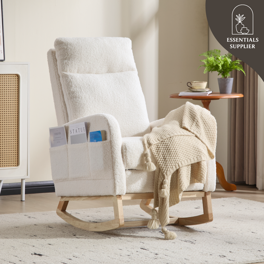 Modern Rocking Accent Chair with High Back, Soft Fabric & 300 lb Weight Capacity