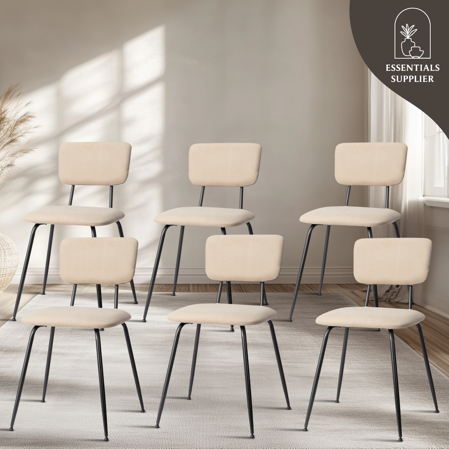 Set of 6 Modern White Padded Dining Chairs for Kitchen, Bar & Office Use