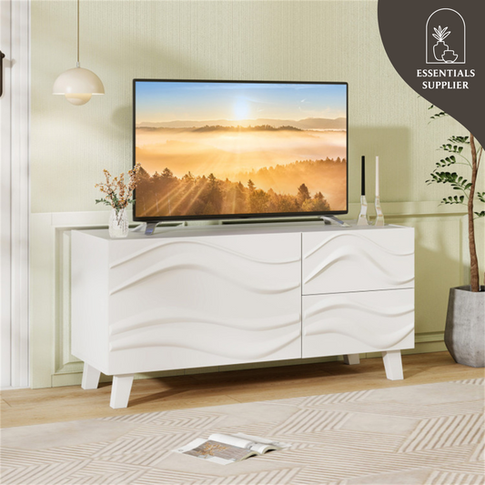 38" White TV Cabinet with Drawers – Stylish Media Console & Storage Stand