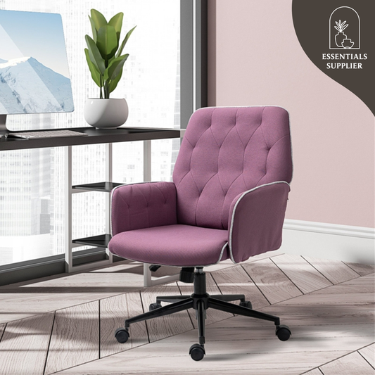 Purple Velvet Office Chair – Adjustable Height with Rocking Back & Armrests