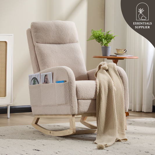 Modern Rocking Accent Chair with High Back, Soft Fabric & 300 lb Weight Capacity