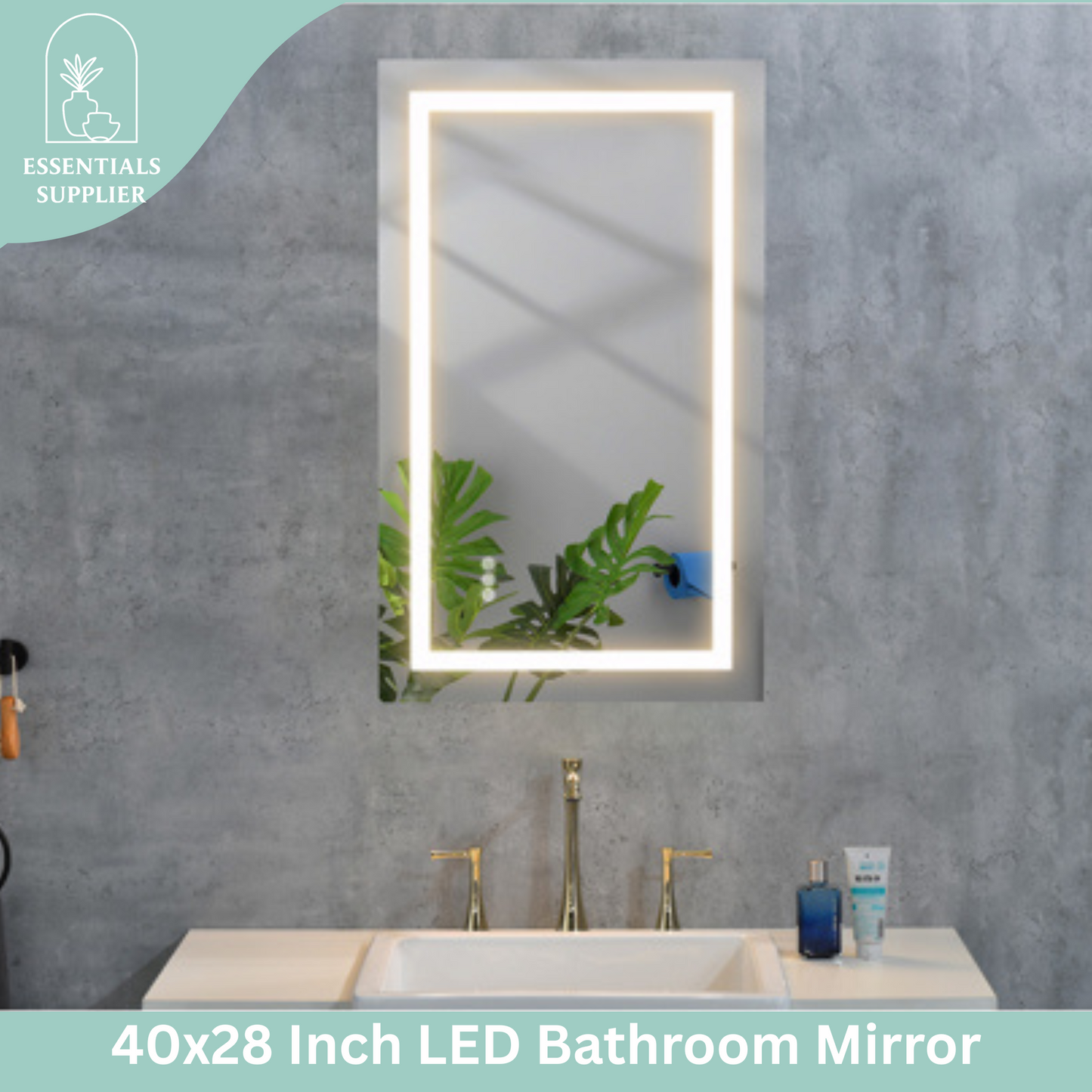 40x28" LED Bathroom Mirror with Frontlit & Backlit, Anti-Fog, Dimmable, 3 Colors