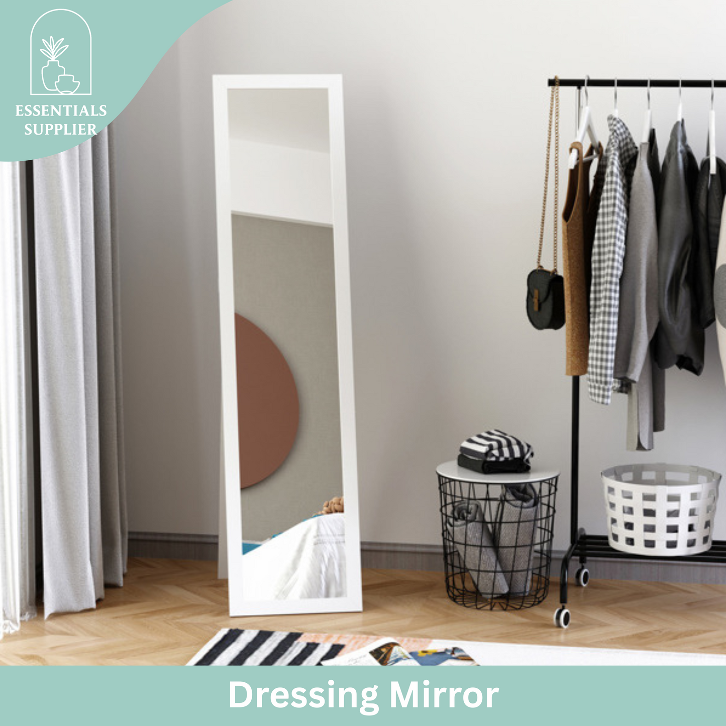 White Freestanding or Wall-Mounted Dressing Mirror – Modern & Space-Saving