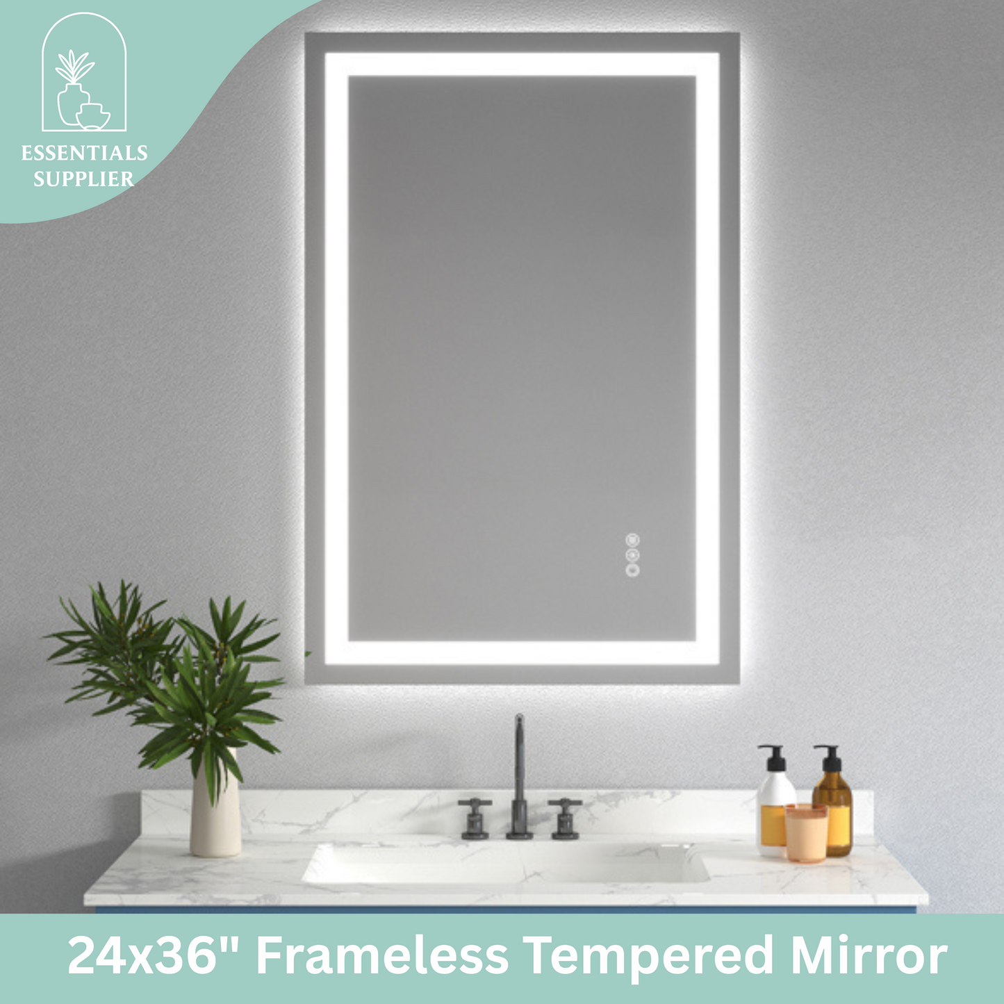 24x36 Dual LED Light Frameless Mirror – Front & Back Lighting