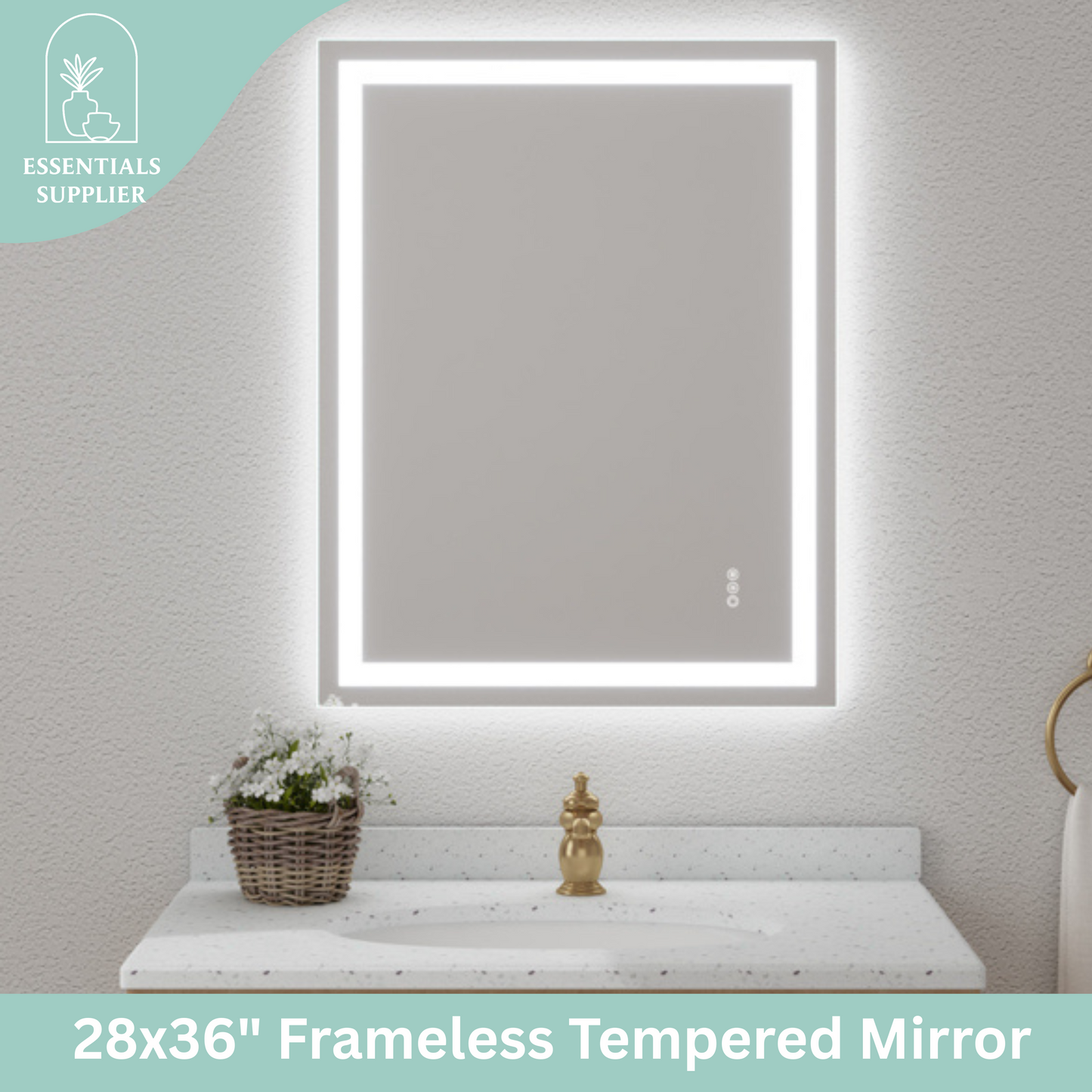 28x36" Dual LED Light Frameless Mirror – Front & Back Lighting
