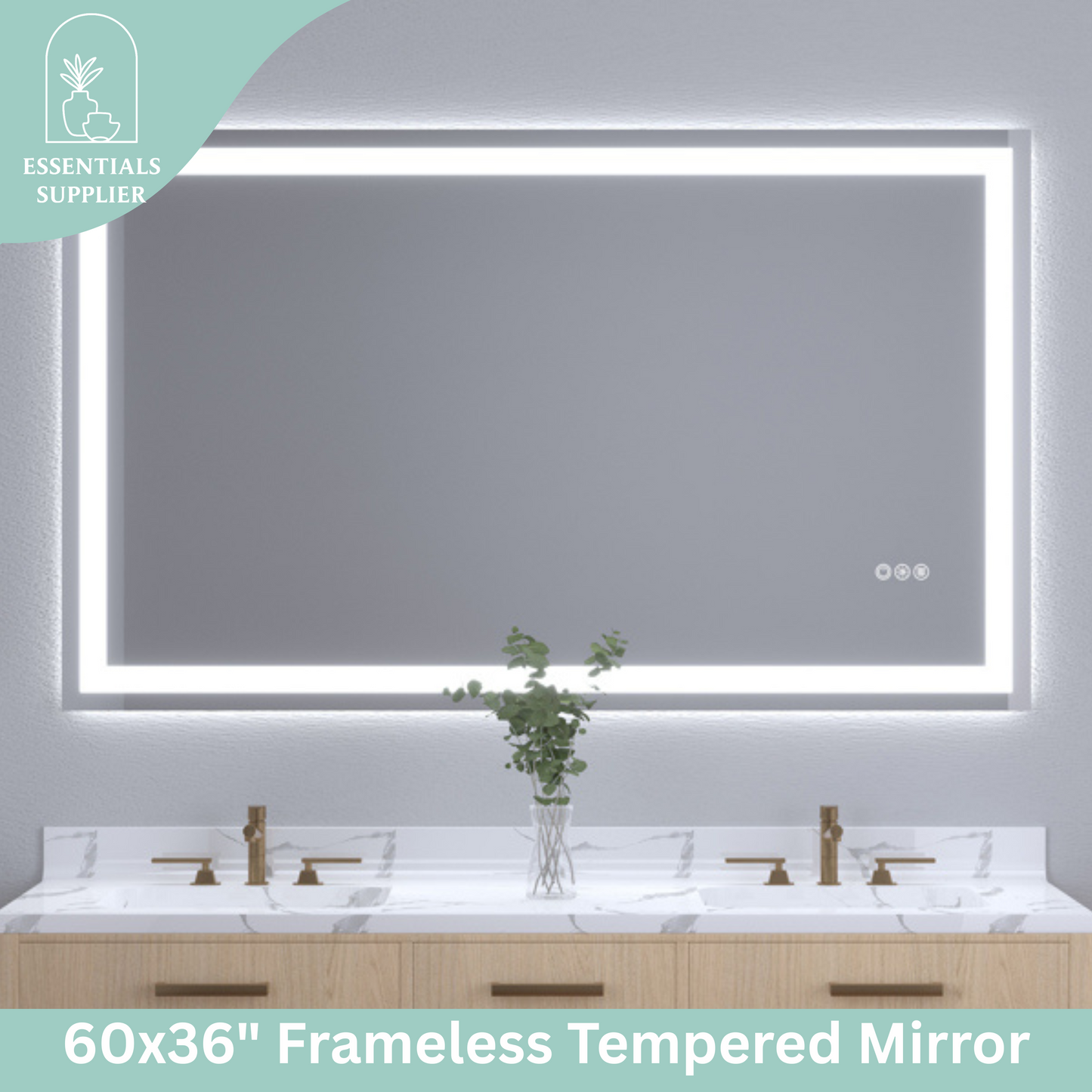 60x36" Dual LED Light Frameless Mirror – Front & Back Lighting