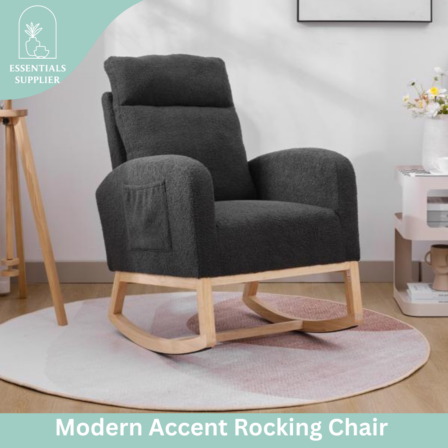 Modern High-Back Accent Rocking Chair – Nursery & Lounge Comfort