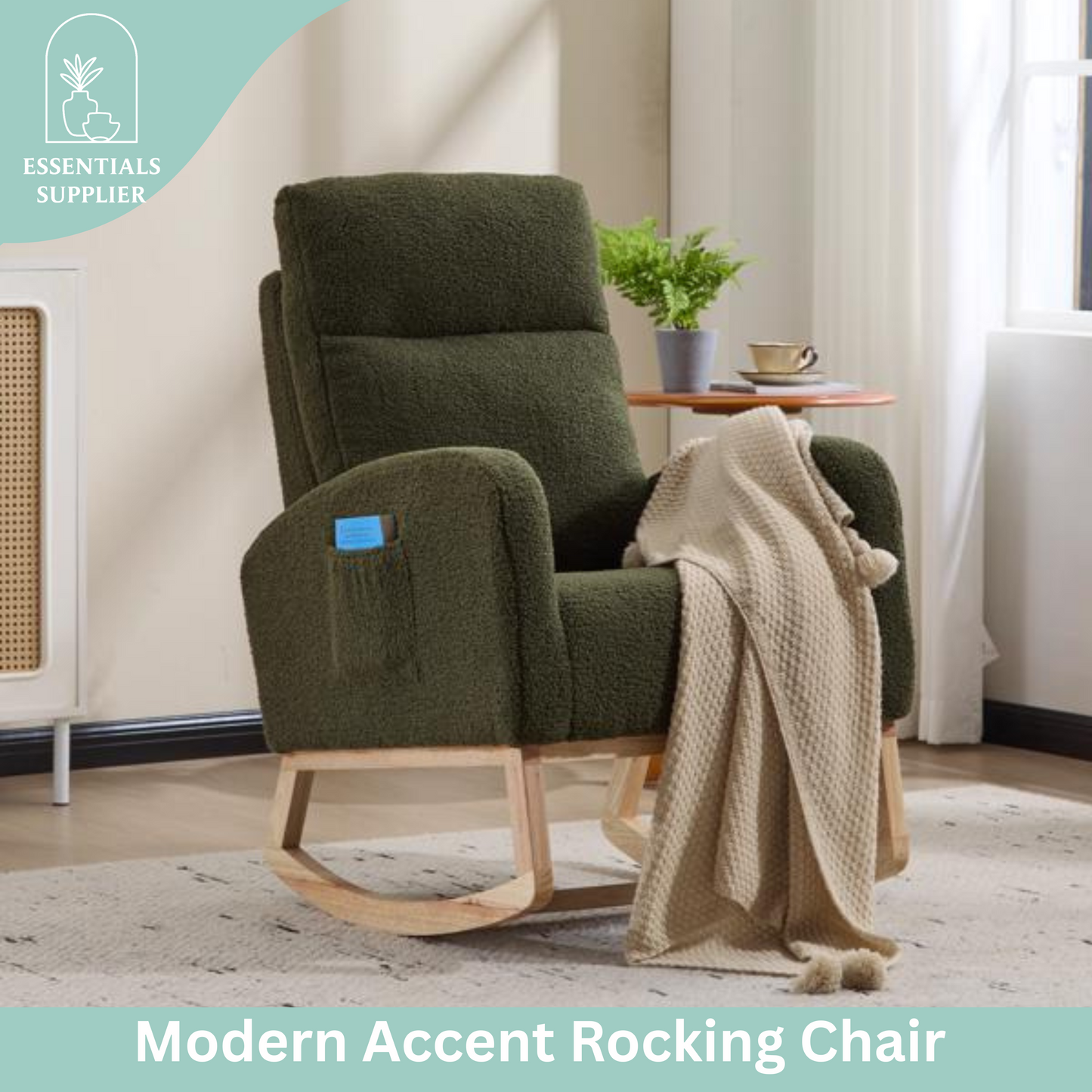Modern High-Back Accent Rocking Chair – Nursery & Lounge Comfort