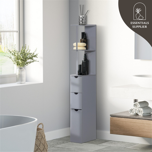 Grey Bathroom Storage Cabinet with Shelves – Compact Organizer Unit