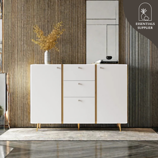 47" Sideboard Buffet Cabinet with 3 Drawers & 2 Doors, Adjustable Shelves