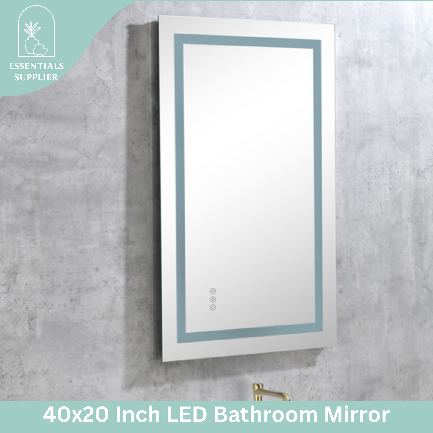 40x20" LED Bathroom Mirror with Frontlit & Backlit, Anti-Fog, Dimmable, 3 Colors