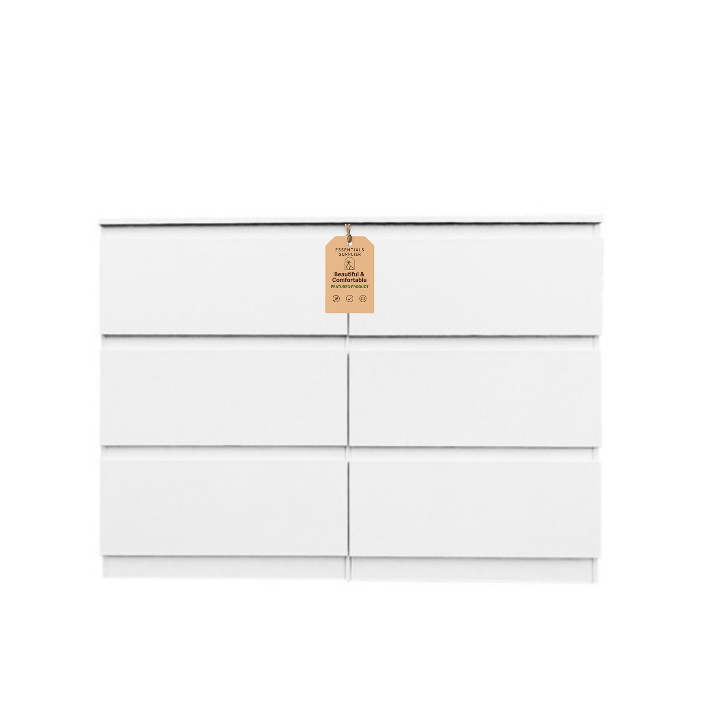 White 6 Drawer Double Dresser for Bedroom, Living Room, or Hallway Use