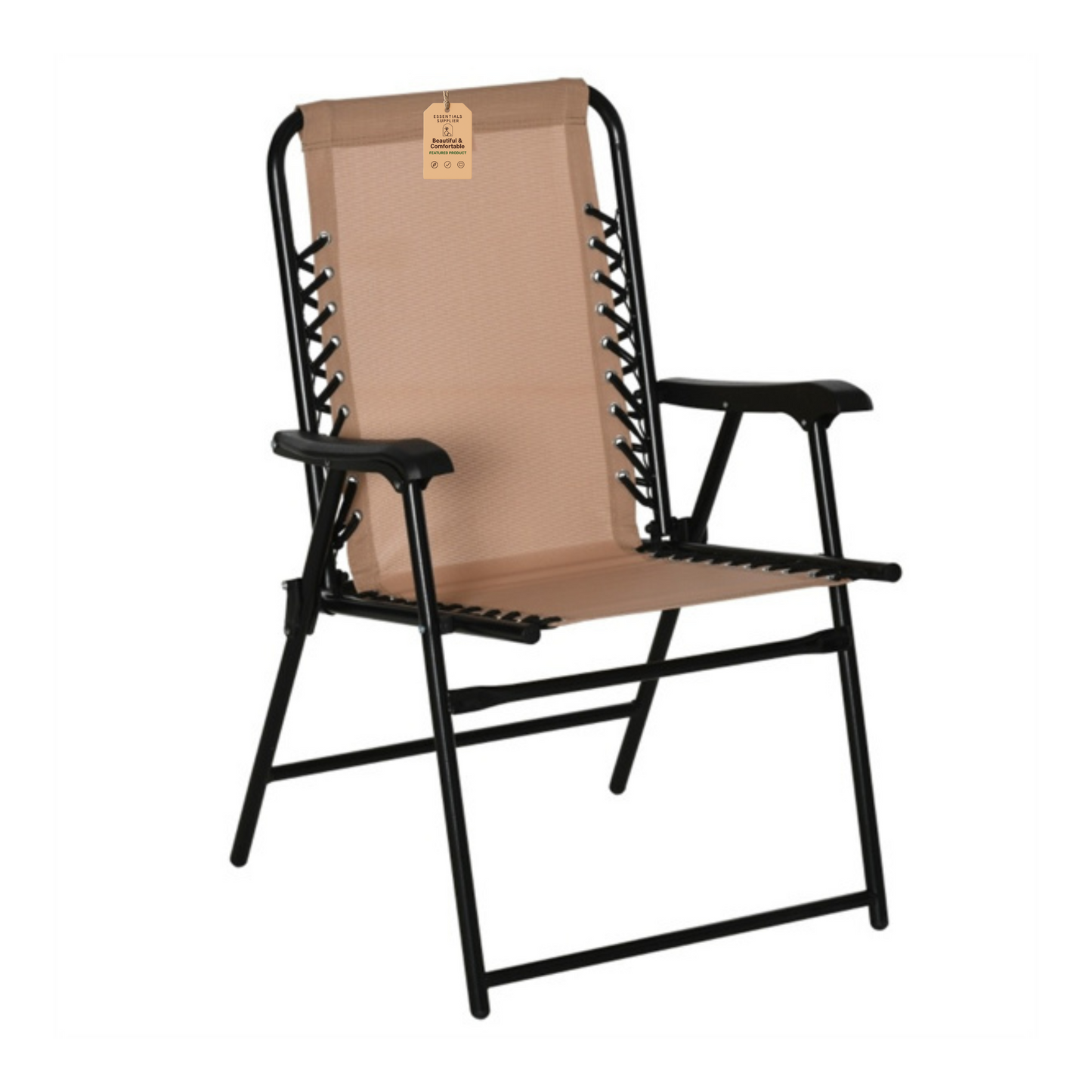 Foldable Mesh Patio Armchair – Beige Outdoor Chair