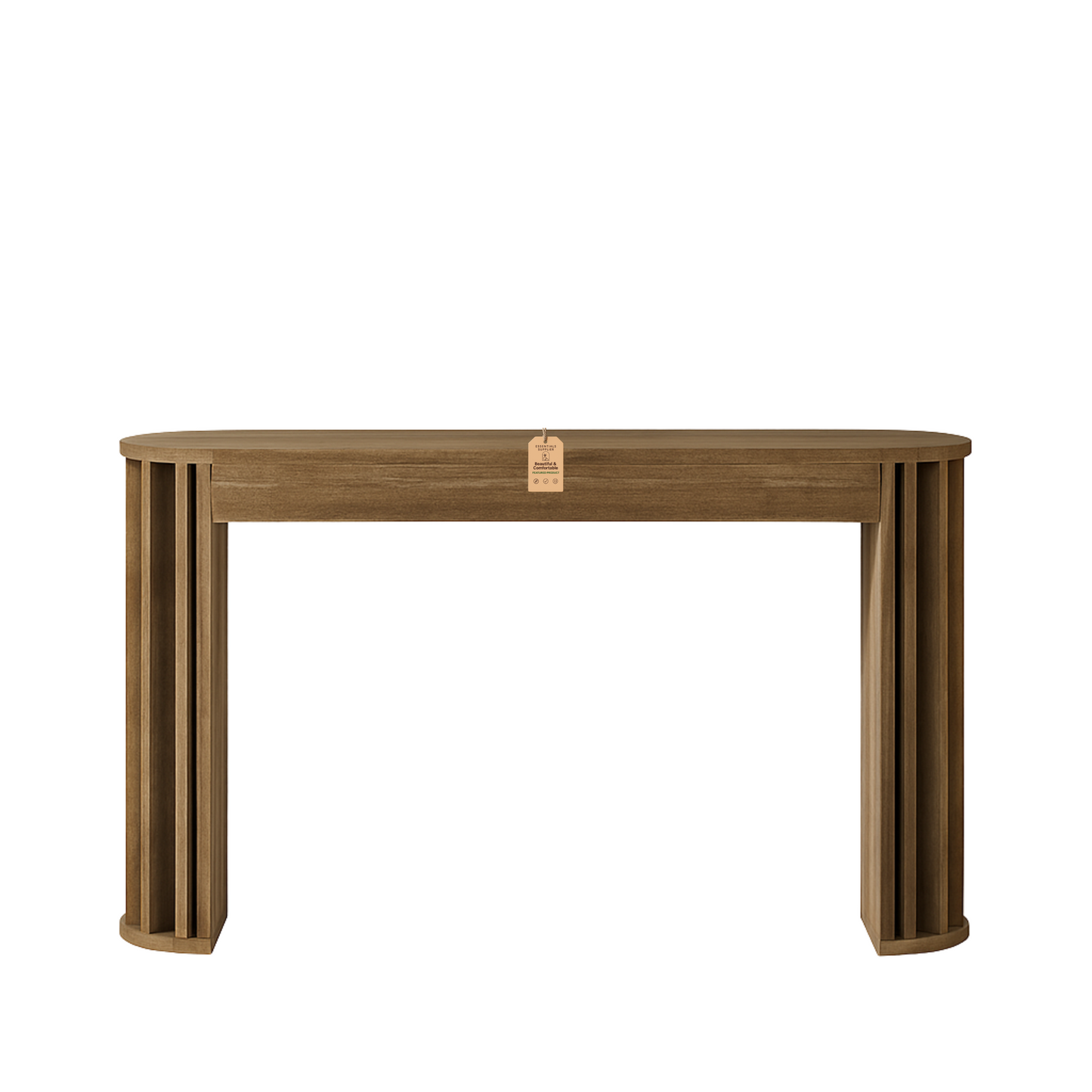 59" Vintage Wood Console Table with Curved Base – Rustic Entryway & Sofa Accent