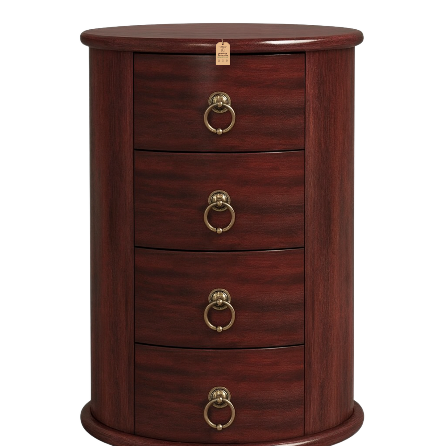 Cherry Brown 4-Drawer Coffee Table Nightstand – Rustic Vintage Storage Side Table
