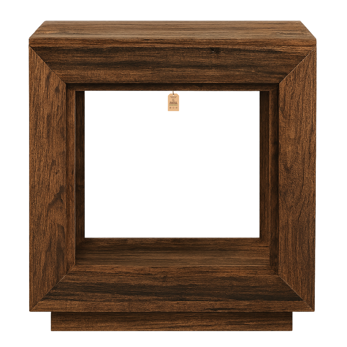 Rustic Farmhouse End Table with Shelf – Distressed Brown Coffee side Table