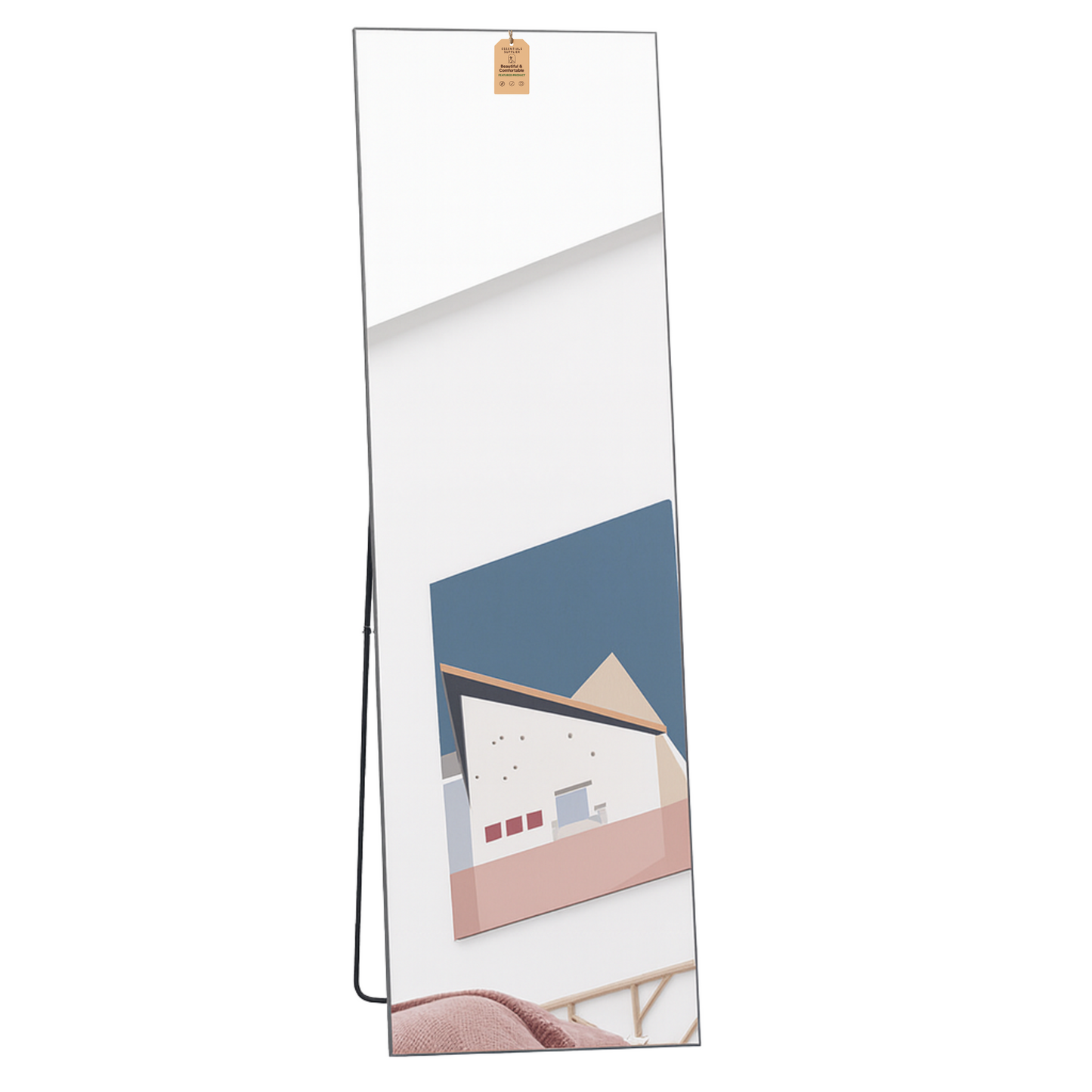 Modern Black Full-Length Dressing Mirror – Freestanding or Wall-Mount Design