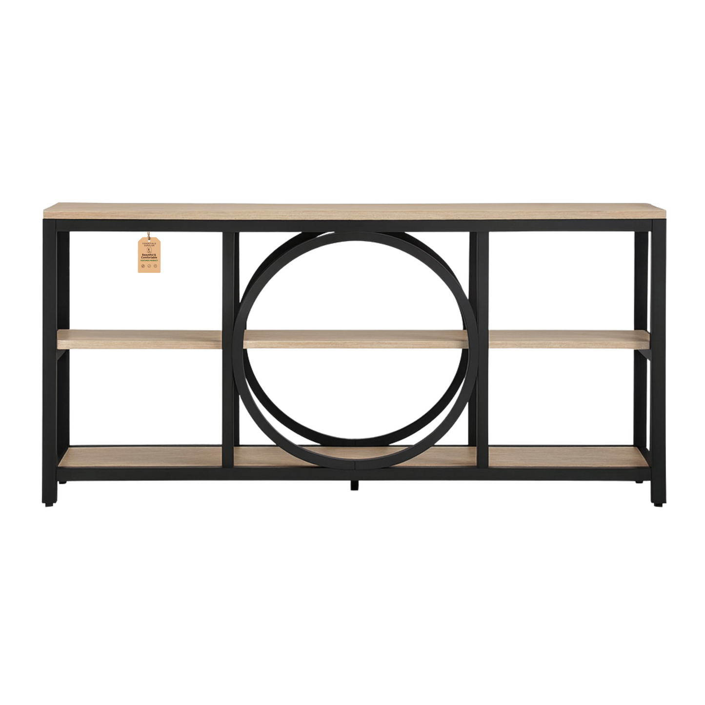 70.9" Rustic Gray Console Table with 3-Tier Shelves – Industrial Entryway Accent