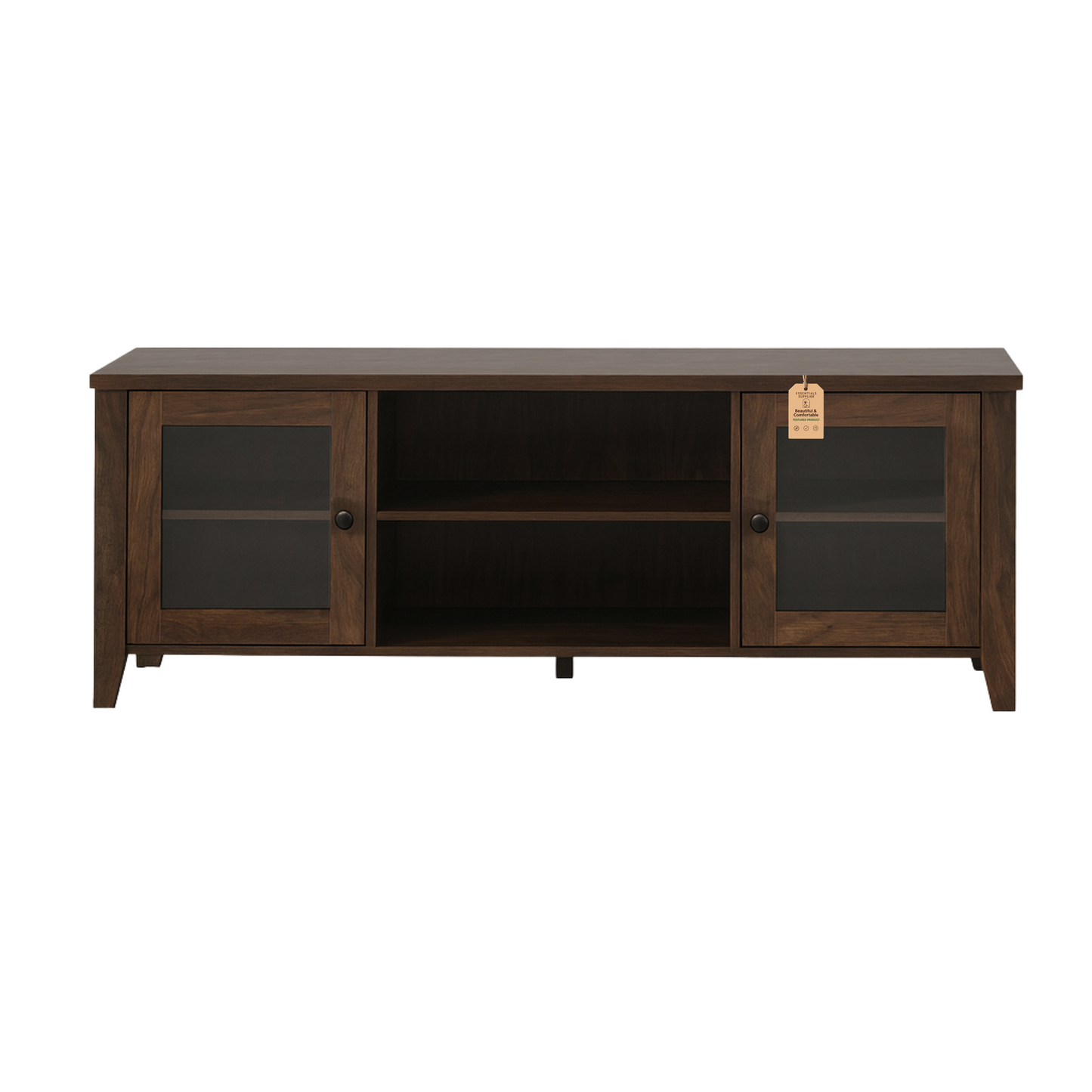 55" Coffee LED TV Stand with Adjustable Shelves & Cable Management – Modern Cabinet