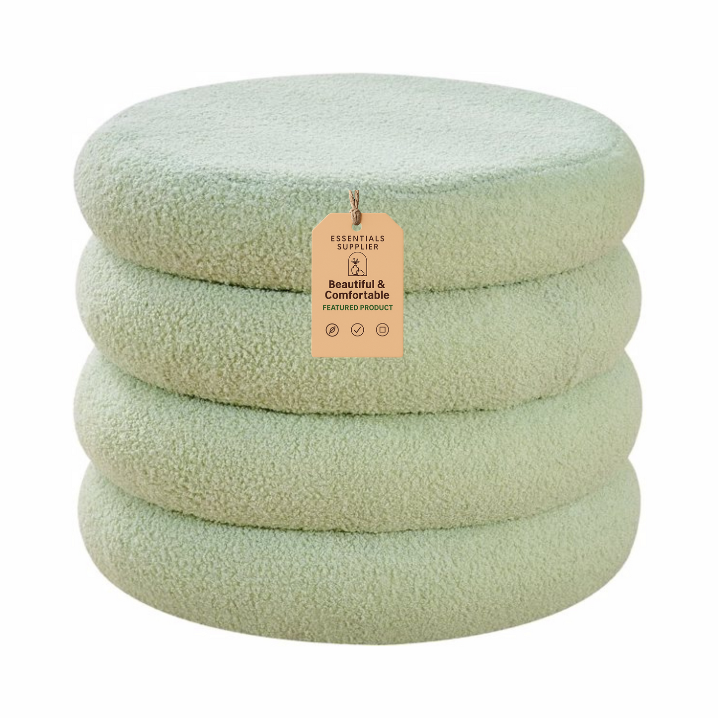 Round Shape Storage Ottoman Stool with Flip Tray, Vanity & Footrest Chair, Green