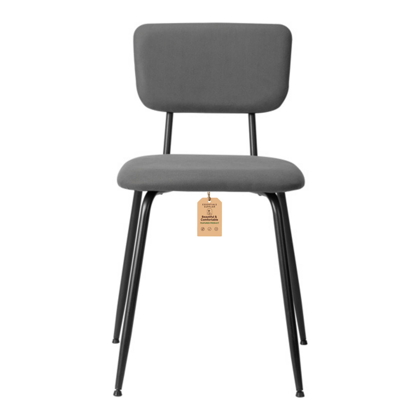 Set of 4 Modern Grey Padded Dining Chairs for Kitchen, Bar & Office Use
