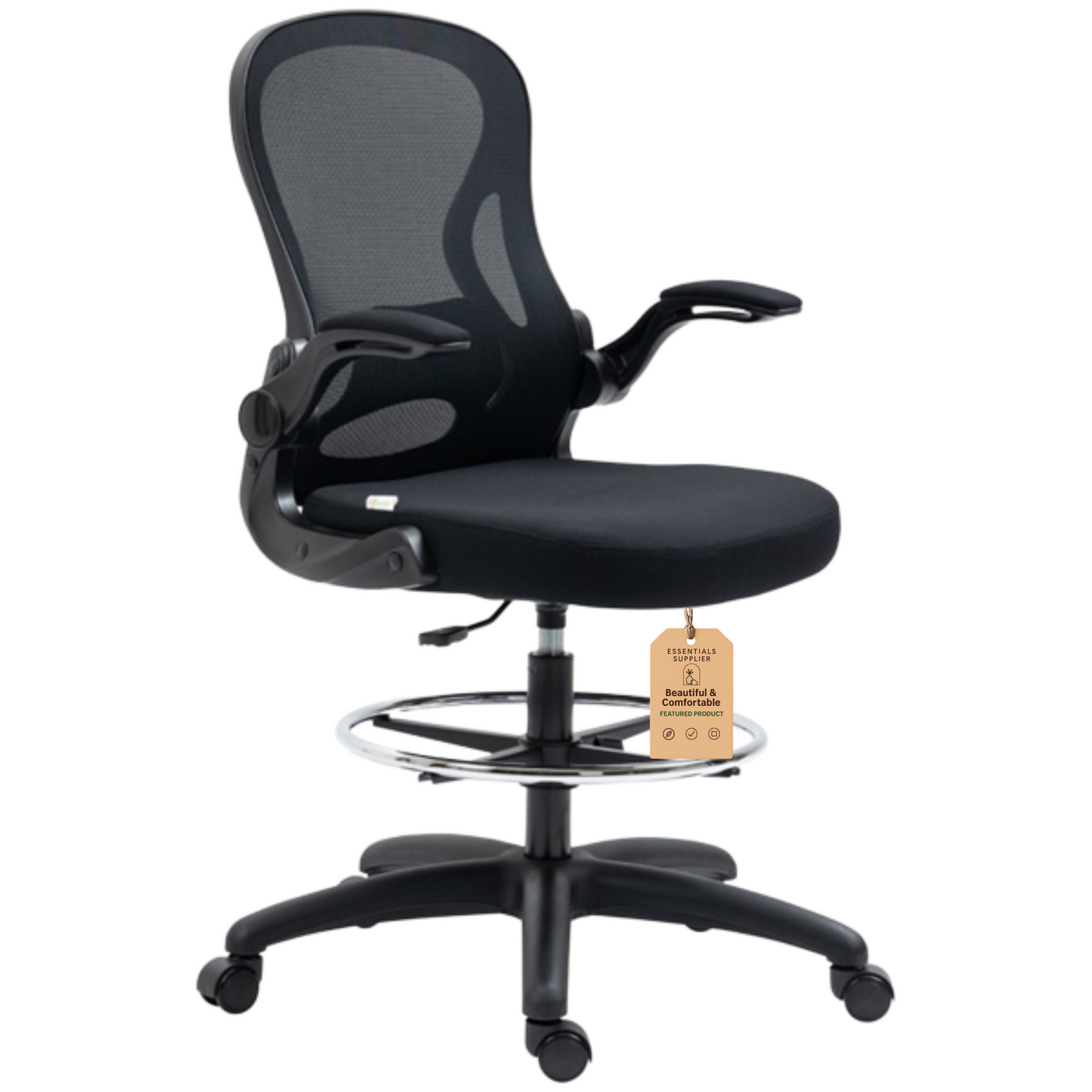 Ergonomic Mesh Drafting Chair with Lumbar Support & Adjustable Footrest