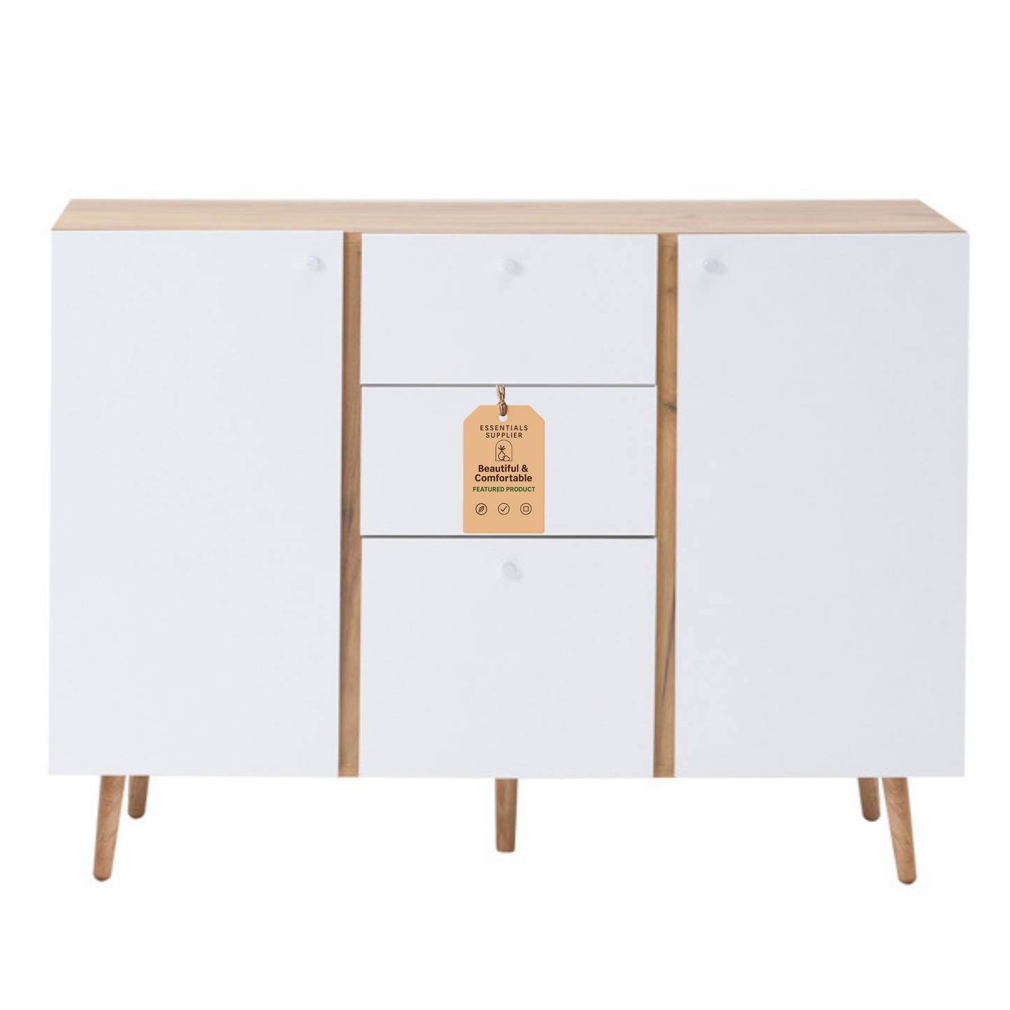47" Sideboard Buffet Cabinet with 3 Drawers & 2 Doors, Adjustable Shelves