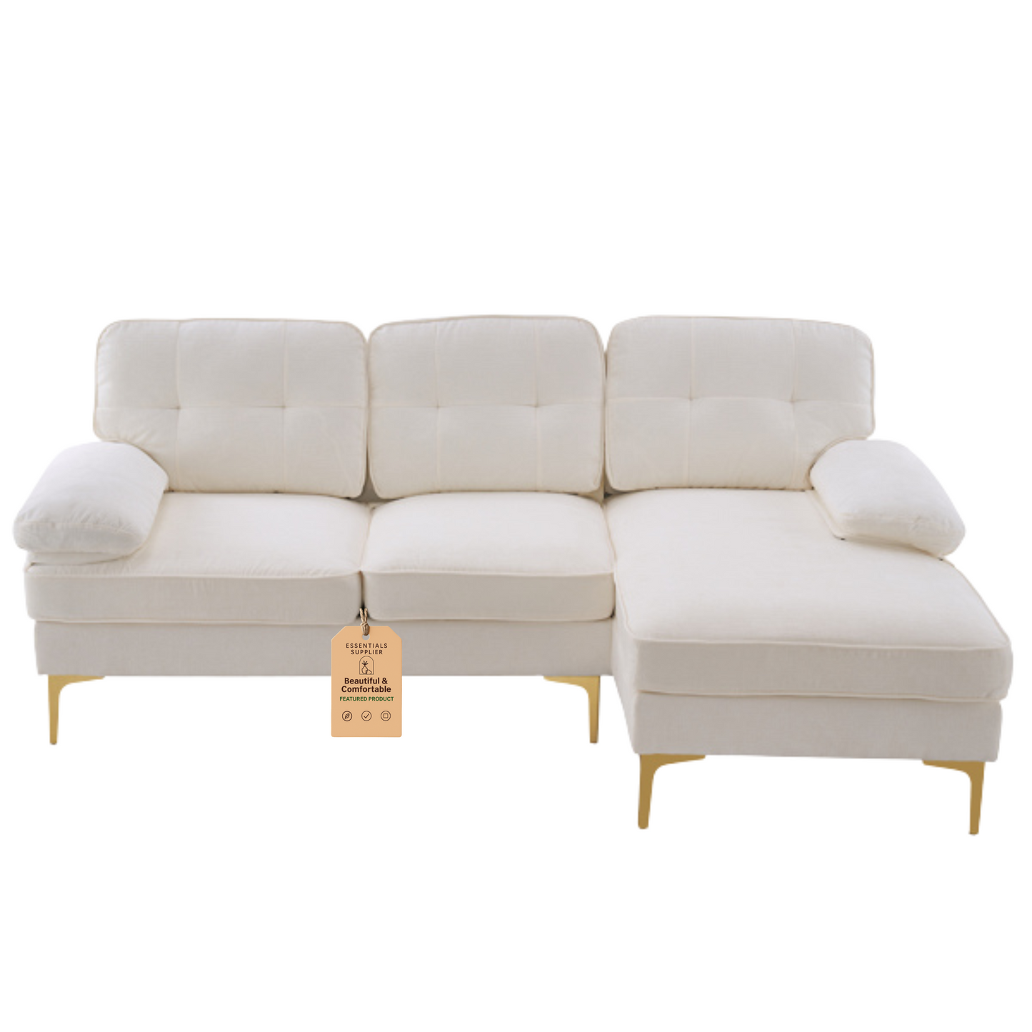 "Beige 3-Seater Modular Sofa – Simple, Stylish Indoor Seating"
