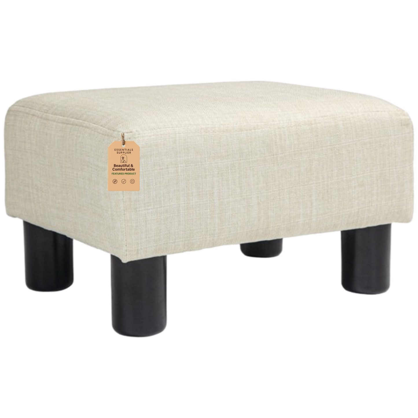Linen Fabric Foot Rest Ottoman – Compact, Lightweight & Stylish
