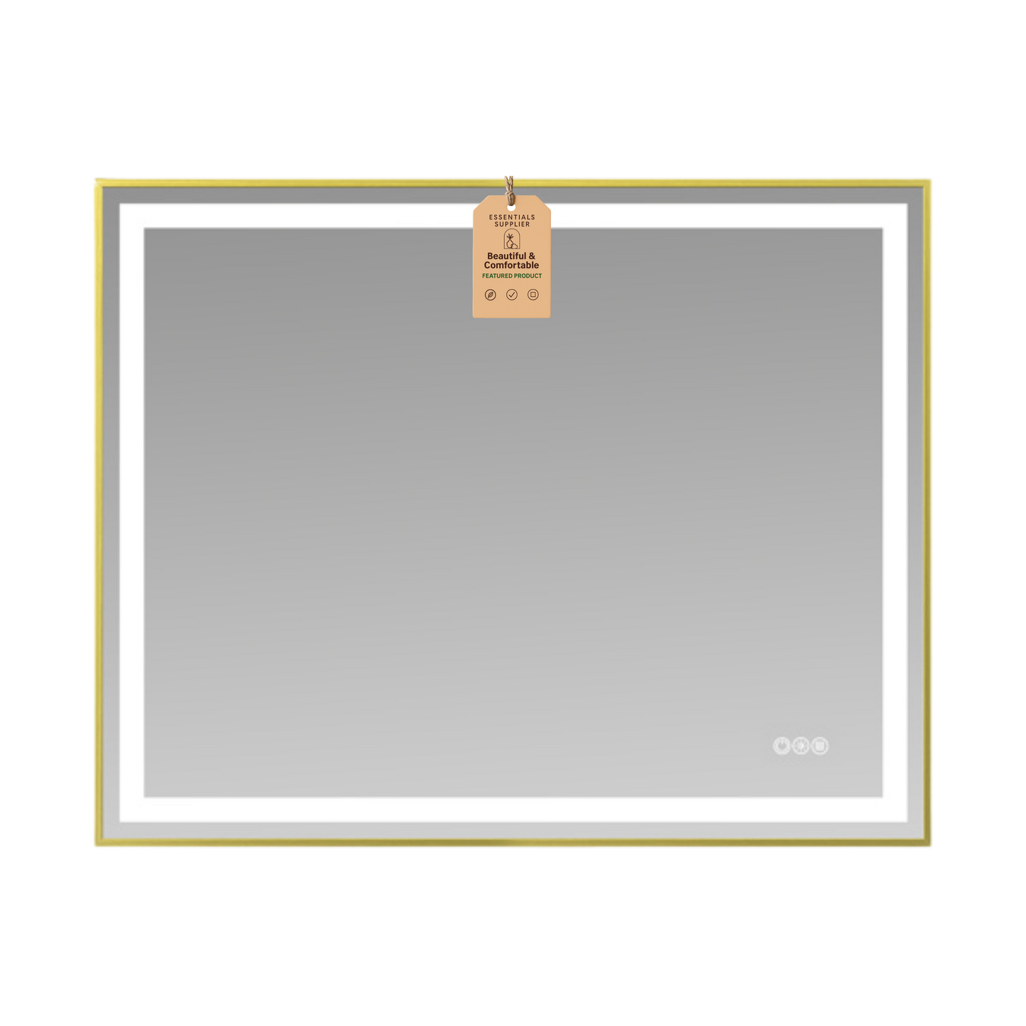 40x32" Gold Framed LED Mirror with Dual Front & Back Light Strips