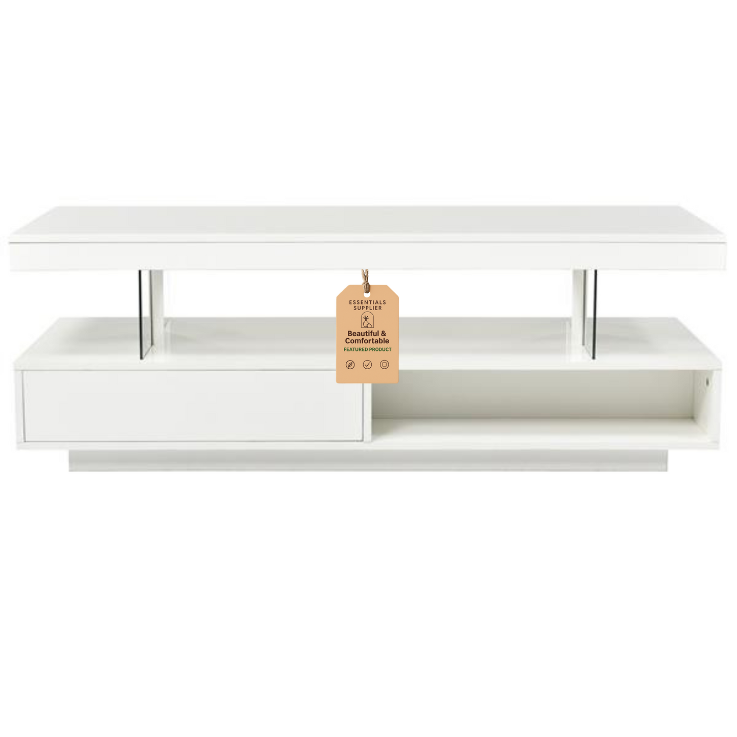 Modern LED Coffee Table with Storage, Drawers & Shelves for Living Room