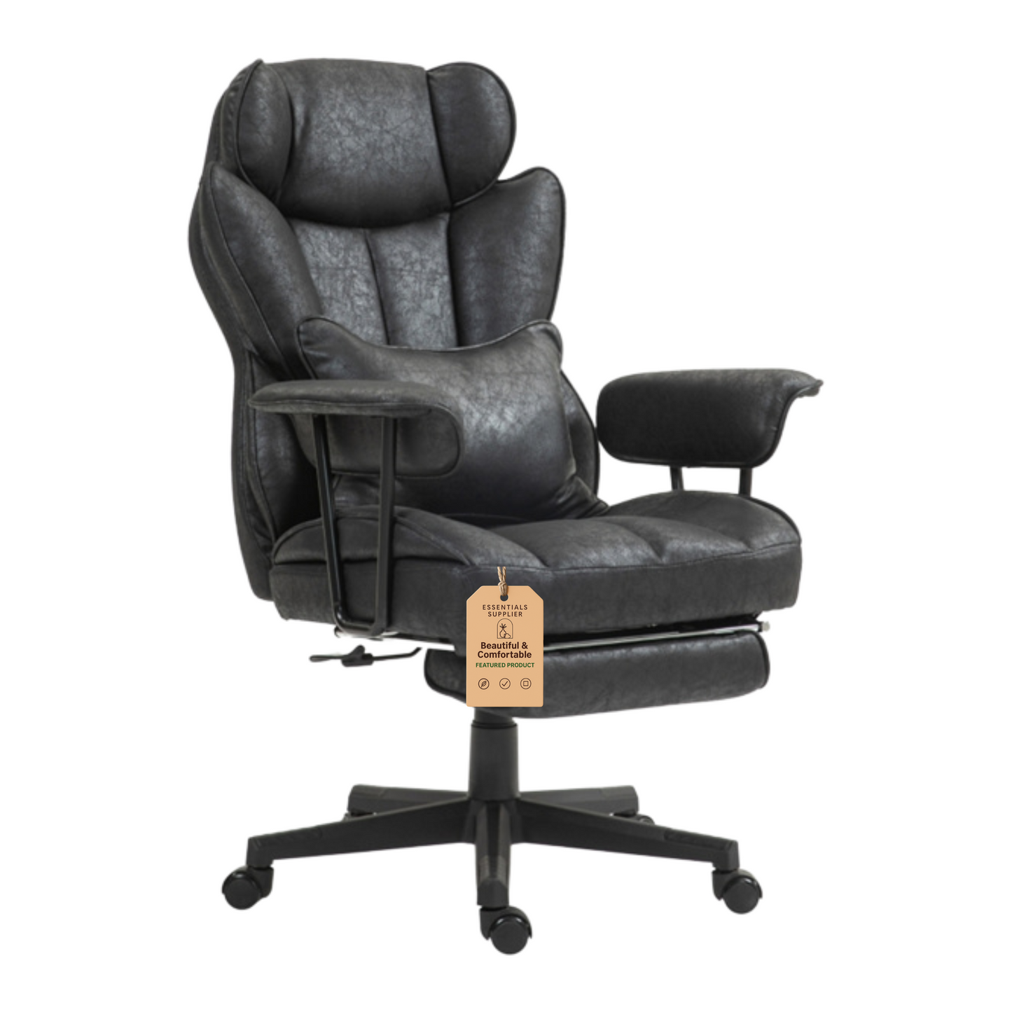 Black Big & Tall Black Reclining Office Chair with Footrest – 396 lbs Capacity
