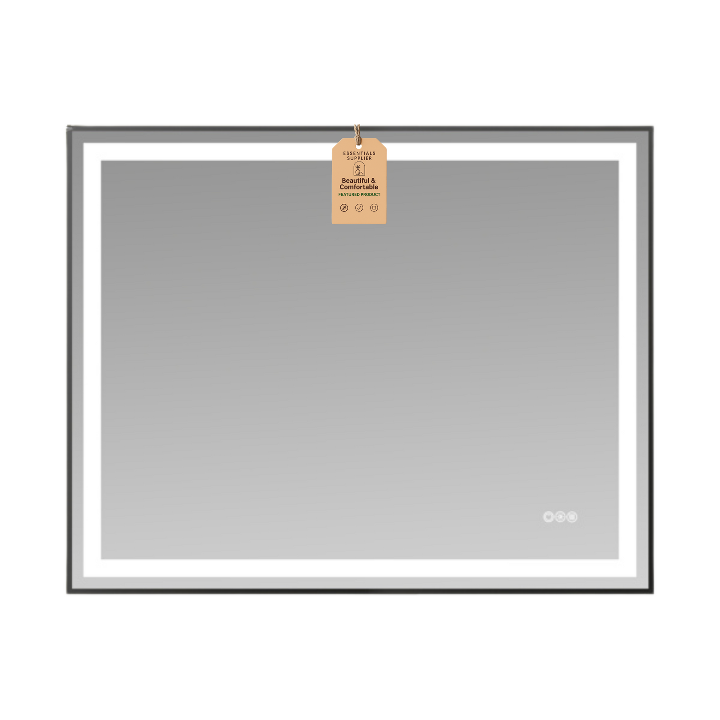 48x40" Black Framed LED Mirror with Dual Front & Back Light Strips