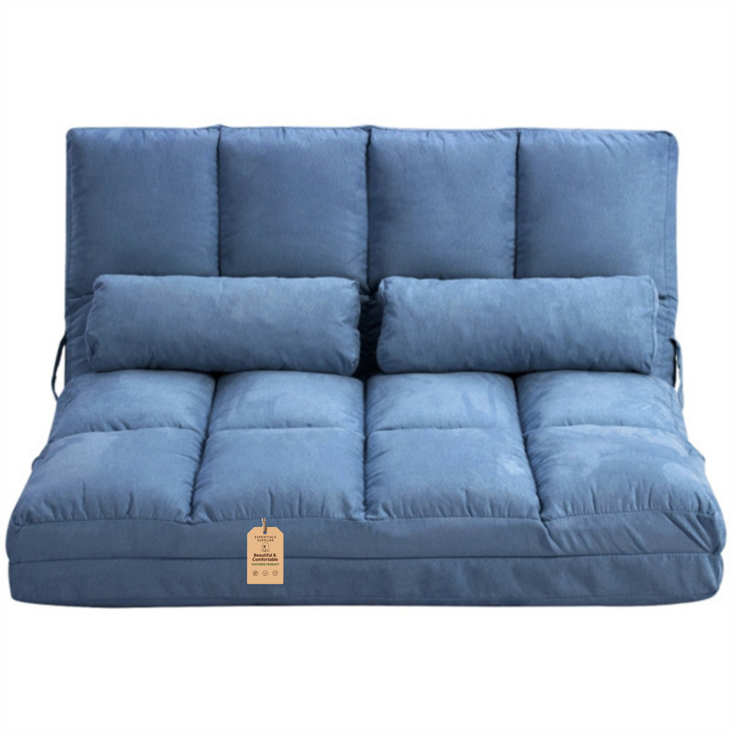 3-in-1 Adjustable Floor Sofa Bed with Backrest & Headrest – Blue