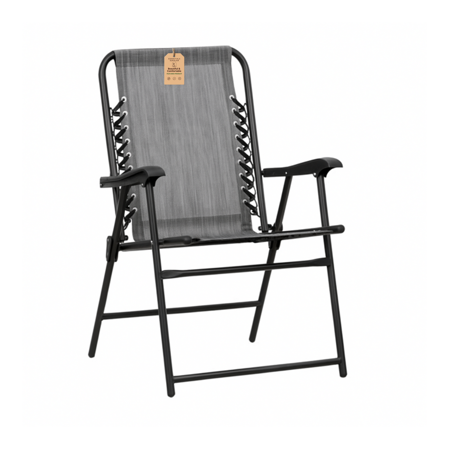 Foldable Mesh Patio Armchair – Gray Outdoor Chair