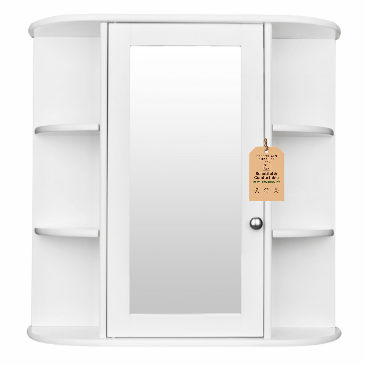 3-Tier Wall Mounted Bathroom Cabinet with Mirror Door, White Finish