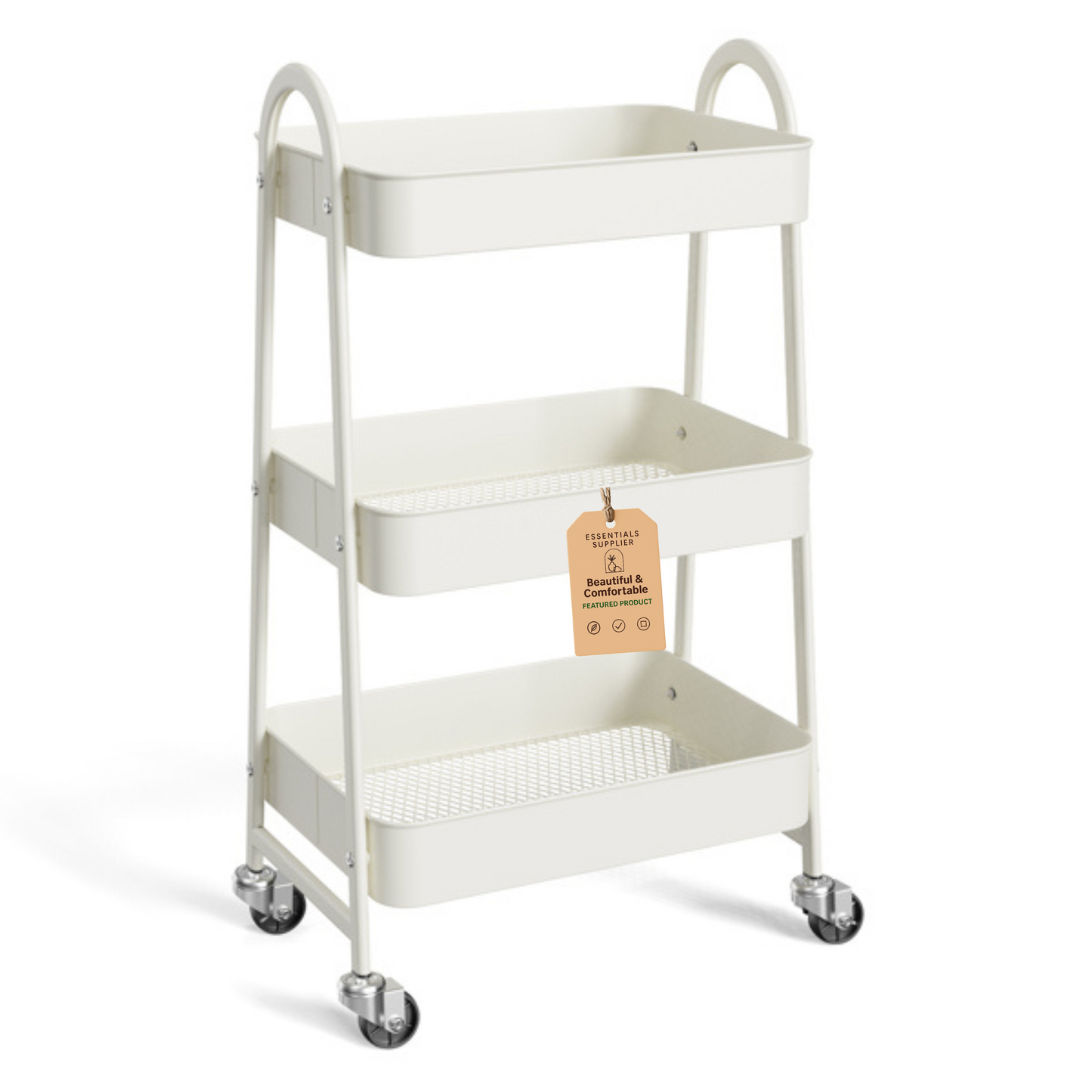 3-Tier Rolling Metal Utility Cart – Storage Organizer for Home & Office
