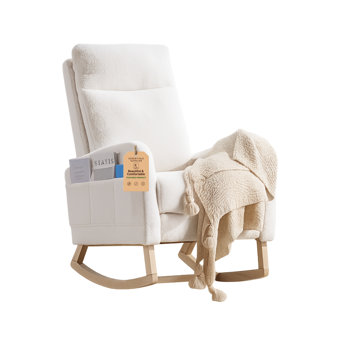 Modern Rocking Accent Chair with High Back, Soft Fabric & 300 lb Weight Capacity