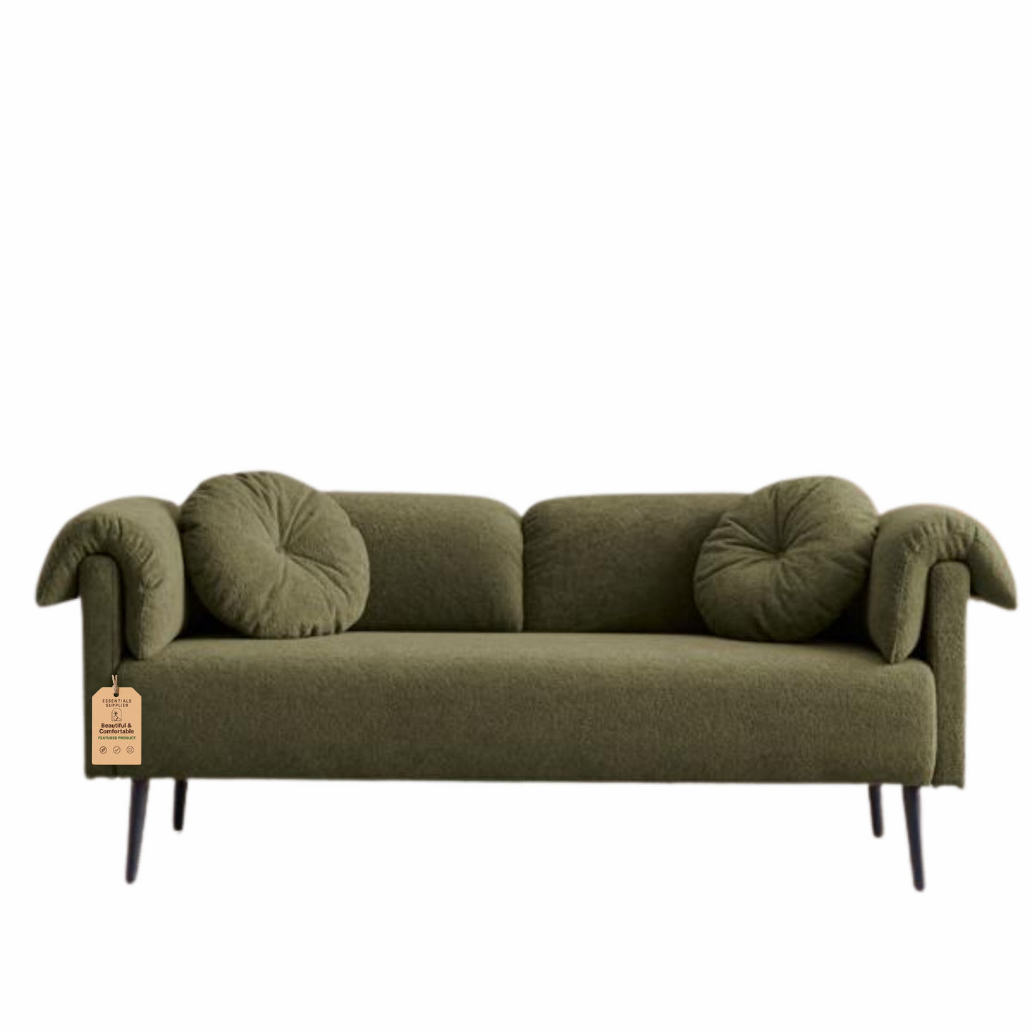 68.5" Modern Lamb Wool Sofa with Pillows for Small Living Spaces