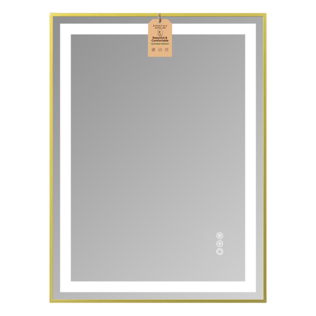 24x36" Gold Framed LED Mirror with Dual Front & Back Light Strips
