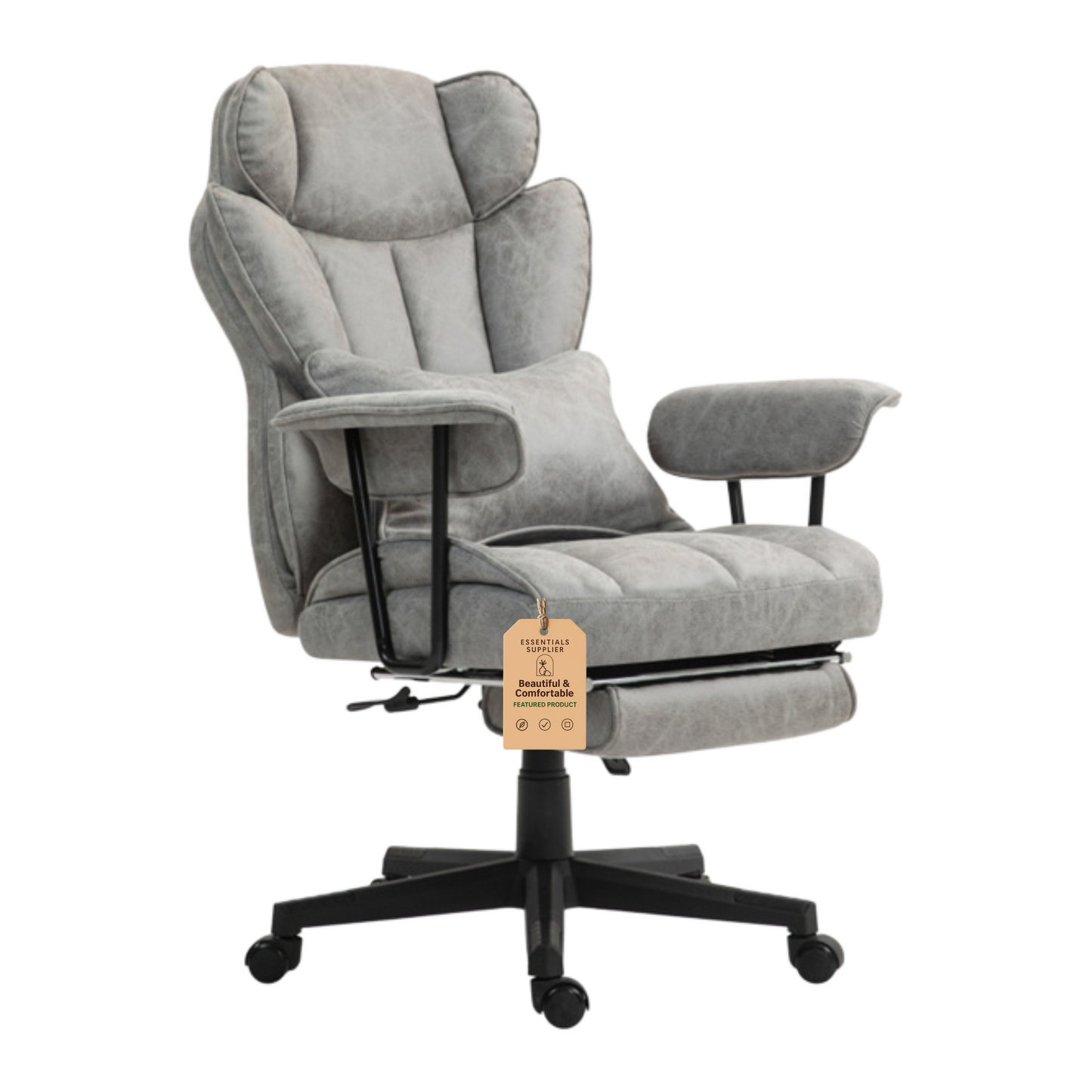 Gray Big & Tall Black Reclining Office Chair with Footrest – 396 lbs Capacity